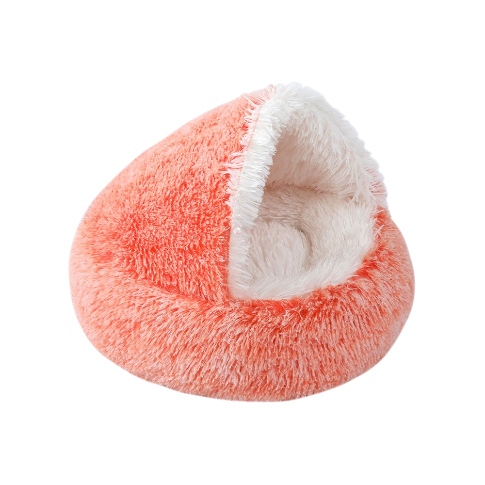 Warm Plush Pet Bed Cave - Semi-Enclosed Cat & Dog Bed: Gray / 60cm