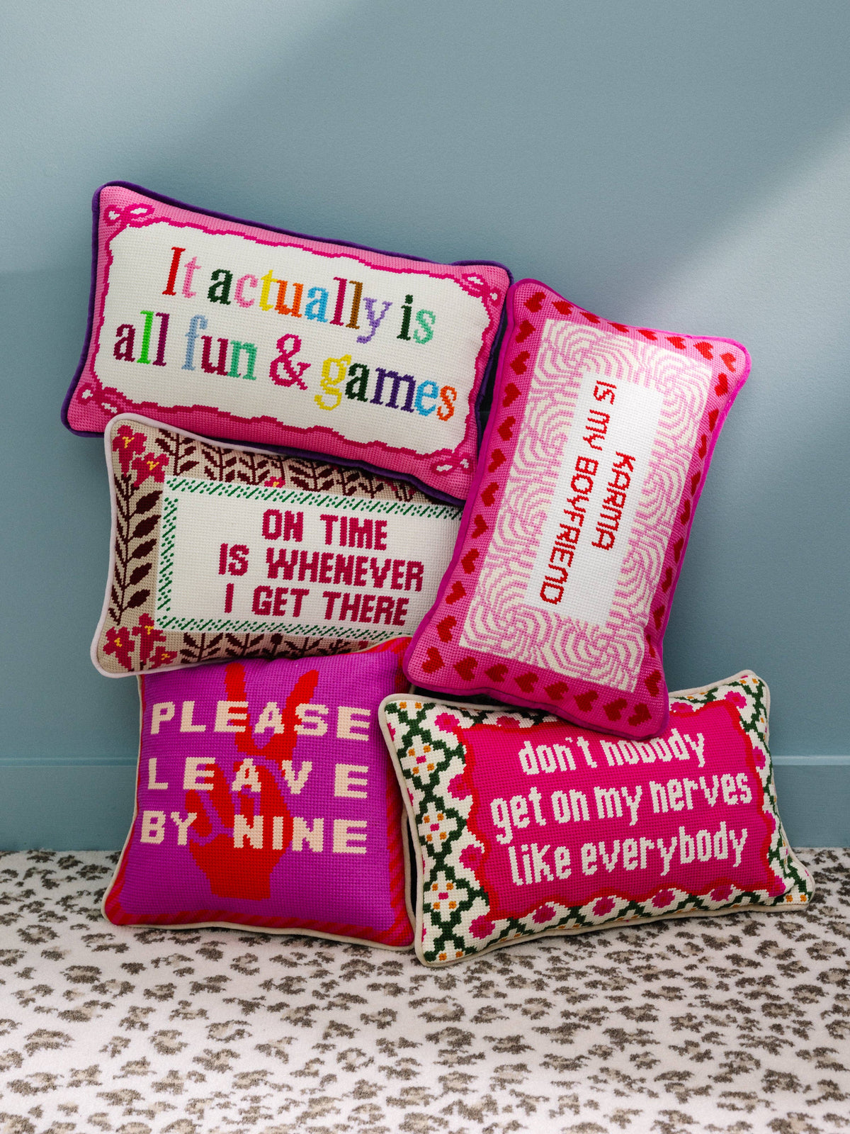 Leave by Nine Needlepoint Cushion