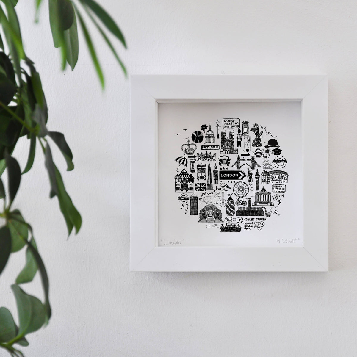 London Black And White Framed Mini-Print