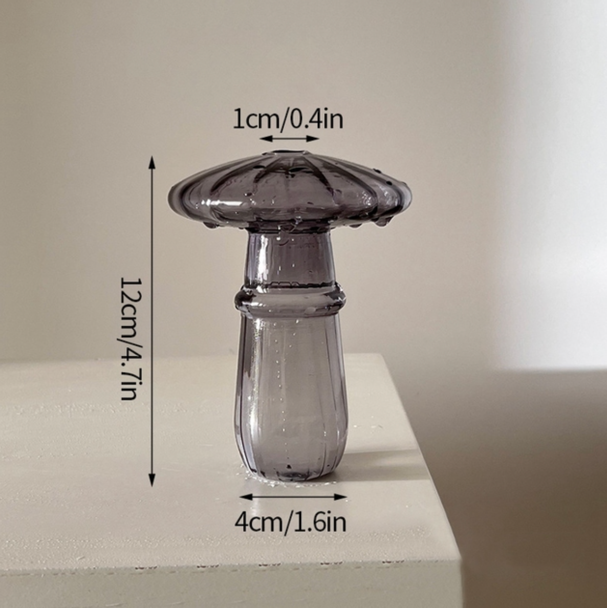Mini Glass Mushroom Bud Vase: Red