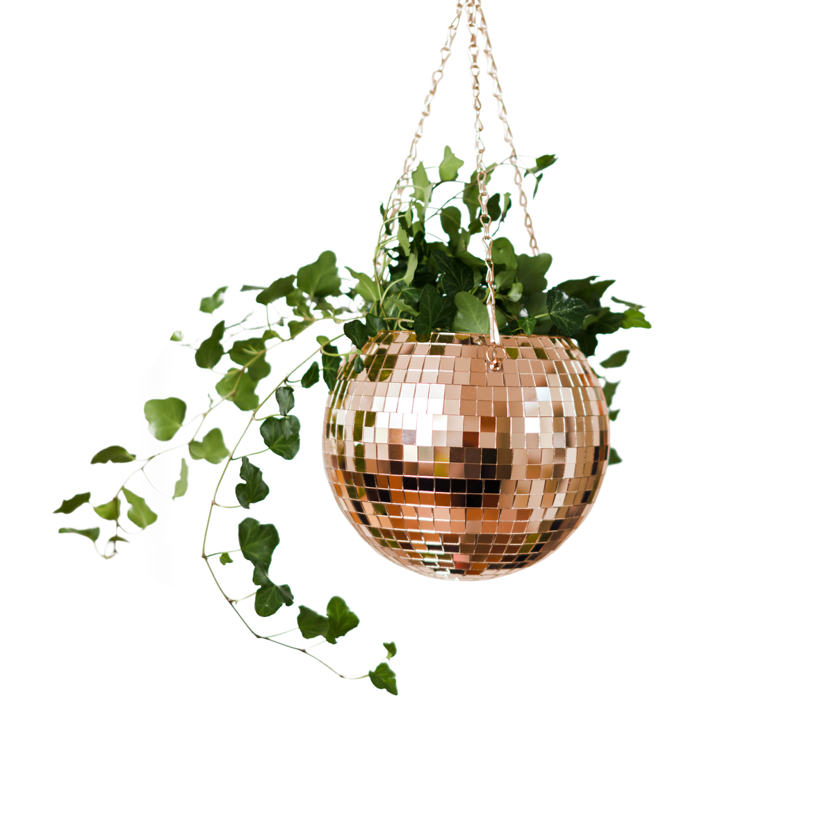 Disco Ball Hanging Planter Rose Gold 8-inch | Giftware