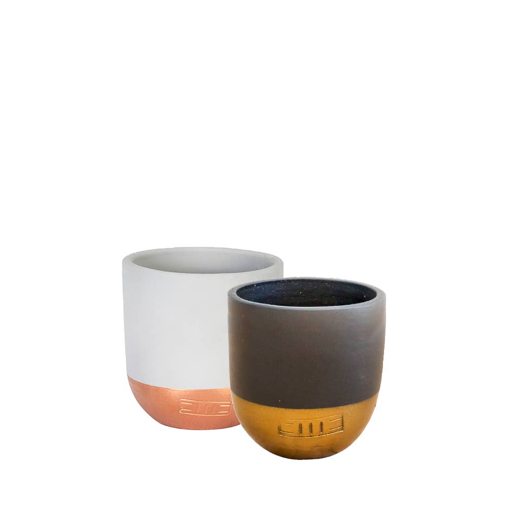 Indoor Metallic Dipped Pot/ Planter: Small / Pink And Copper