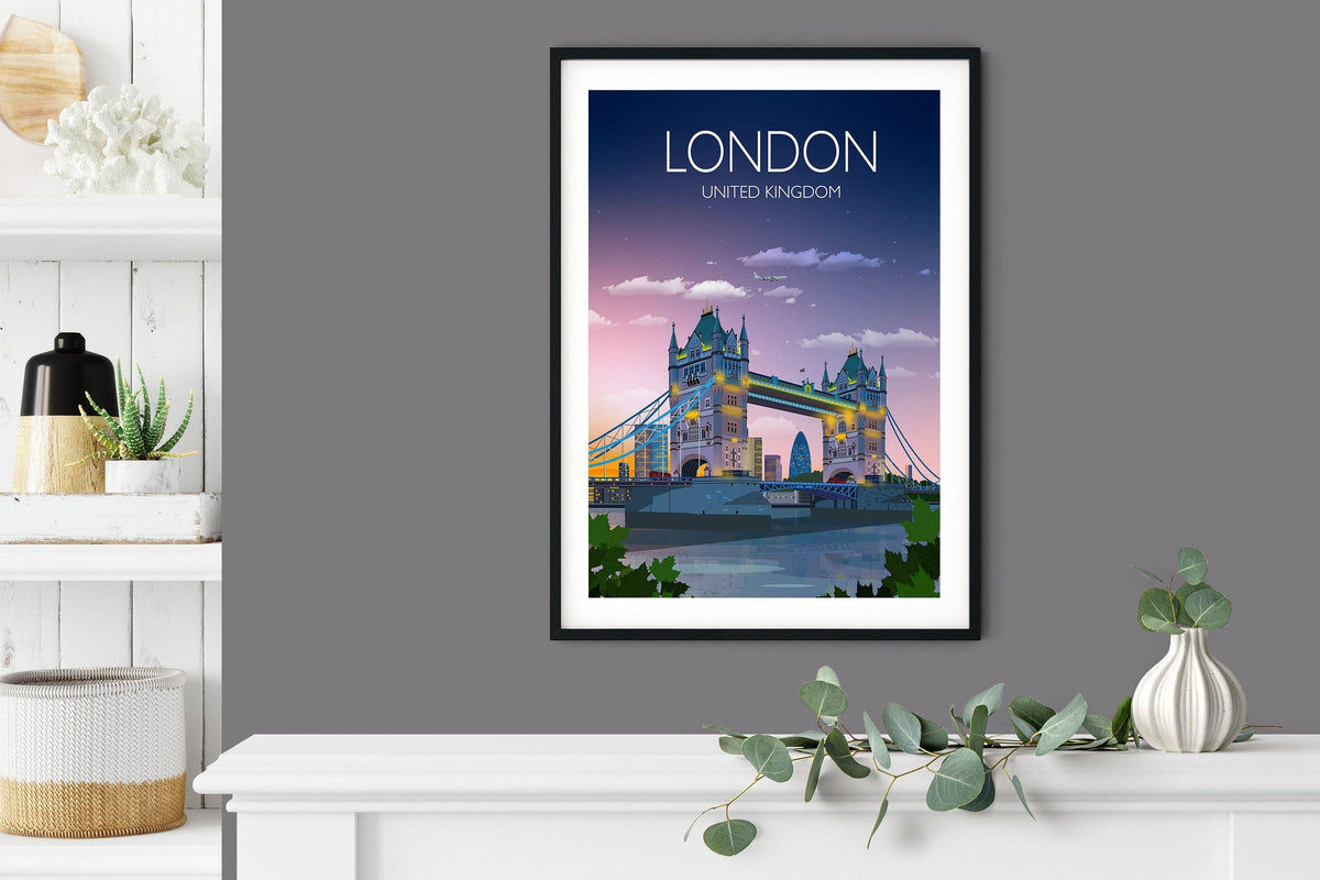Tower Bridge Travel Print, Tower Bridge Travel Poster, City of London, UK: Fine Art Print / A5 - 5.8 x 8.3