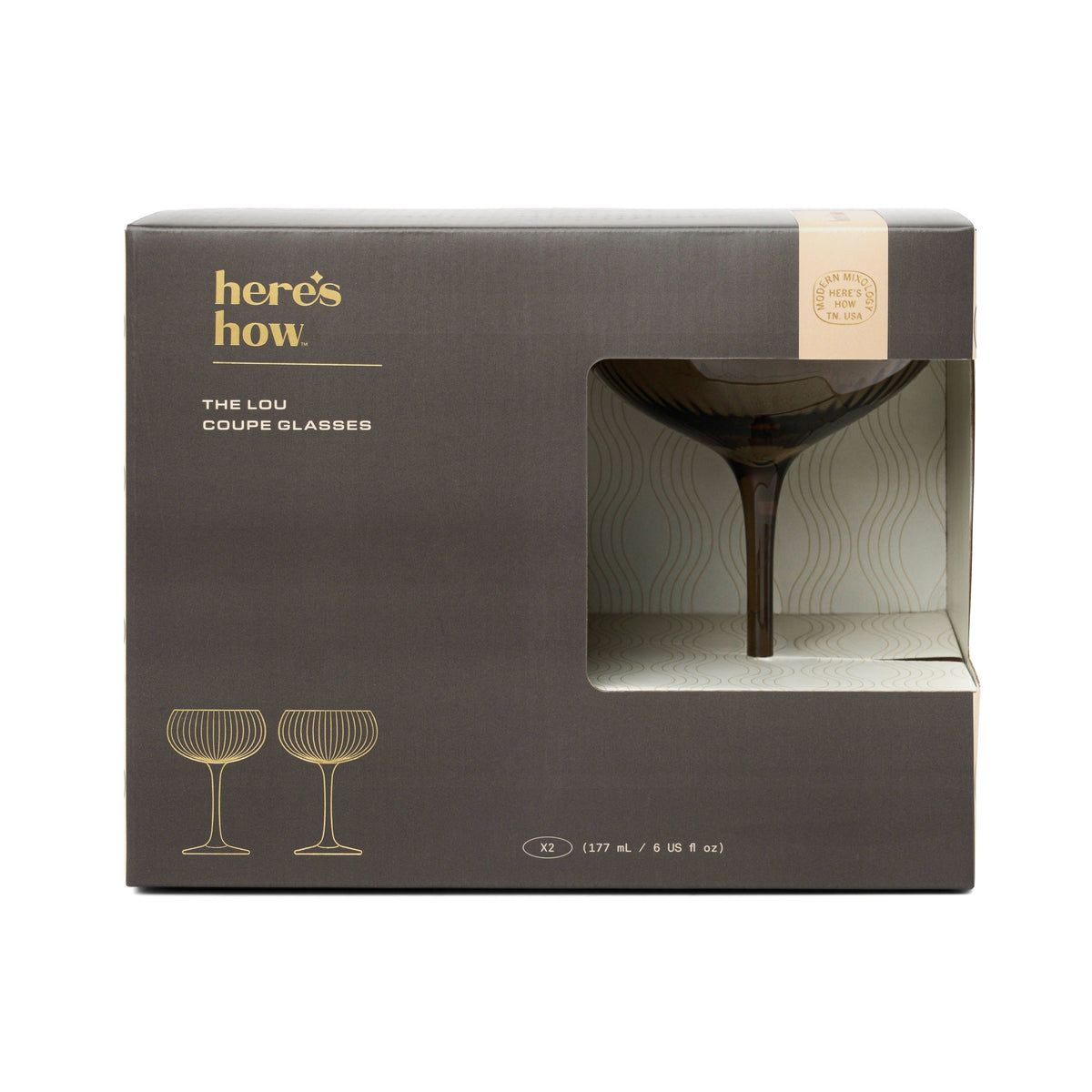 Here's How "The Lou" Coupe Glass - Set of 2 Smoke
