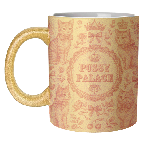 Mugs 'Pussy Palace' by Lilly Rose: Mug Colour Inner & Handle 11oz - Pink