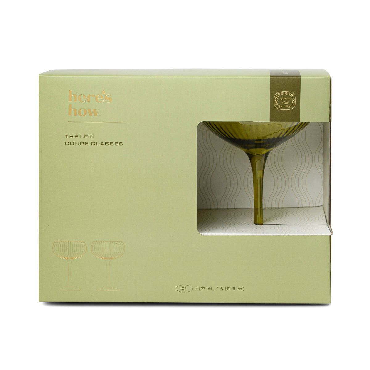 Here&#39;s How The Lou Coupe Glass - Set of 2 Olive