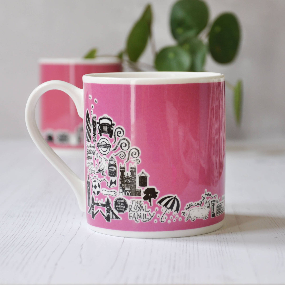 British Pink Illustrated Mug: Default Title