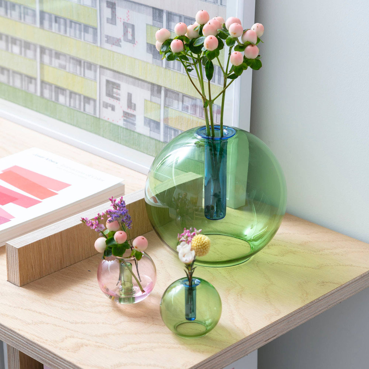 Mini Bubble Glass Vase: Lilac and Peach