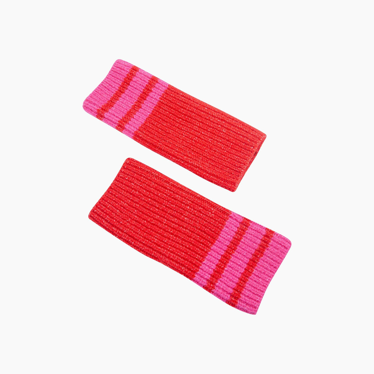 Striped Cuff Striped Cuff Wrist Warmer in Red/Hot Pink: One Size