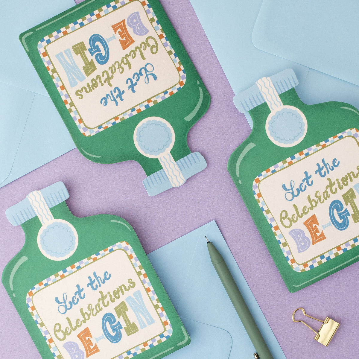 Let The Celebrations Be-Gin Card | Birthday Shaped Card