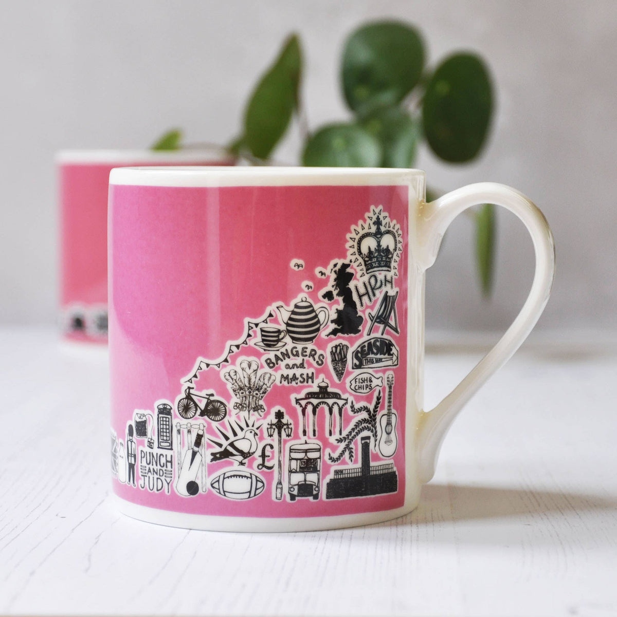 British Pink Illustrated Mug: Default Title