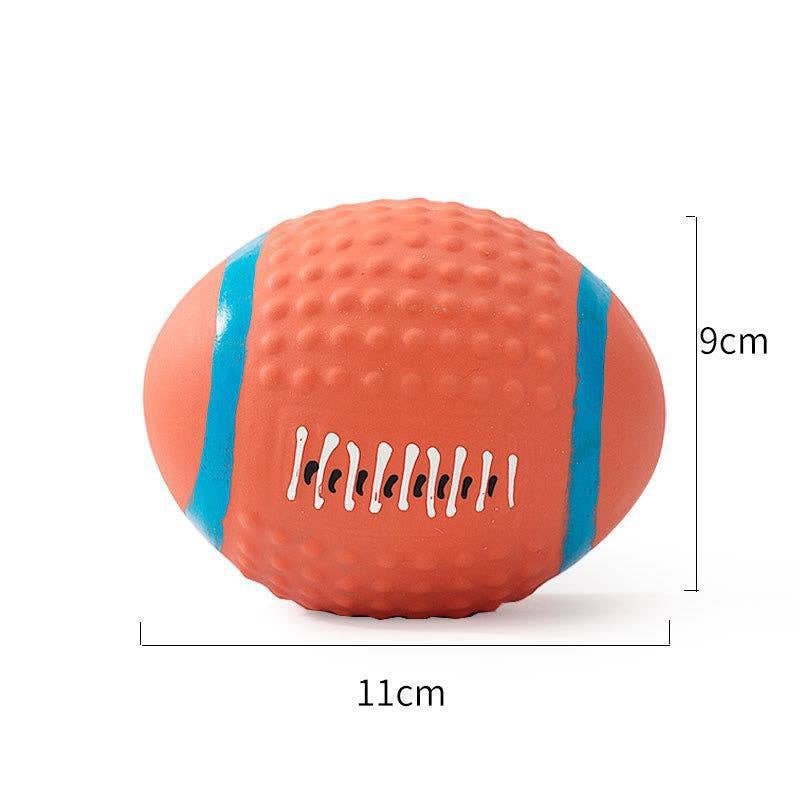 Textured Latex Squeaky Dog Ball: 9cm Football