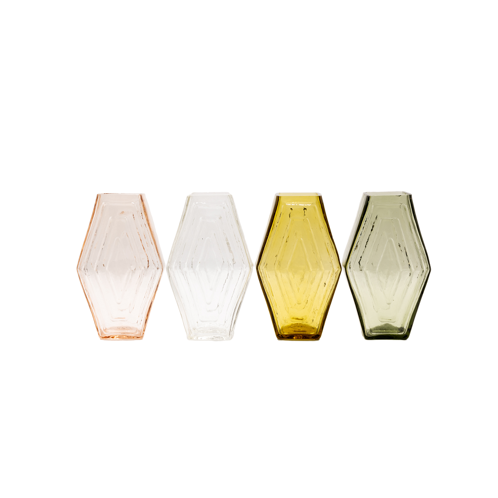 Recycled glass Vase large, Infinite Hexagon, blush pink