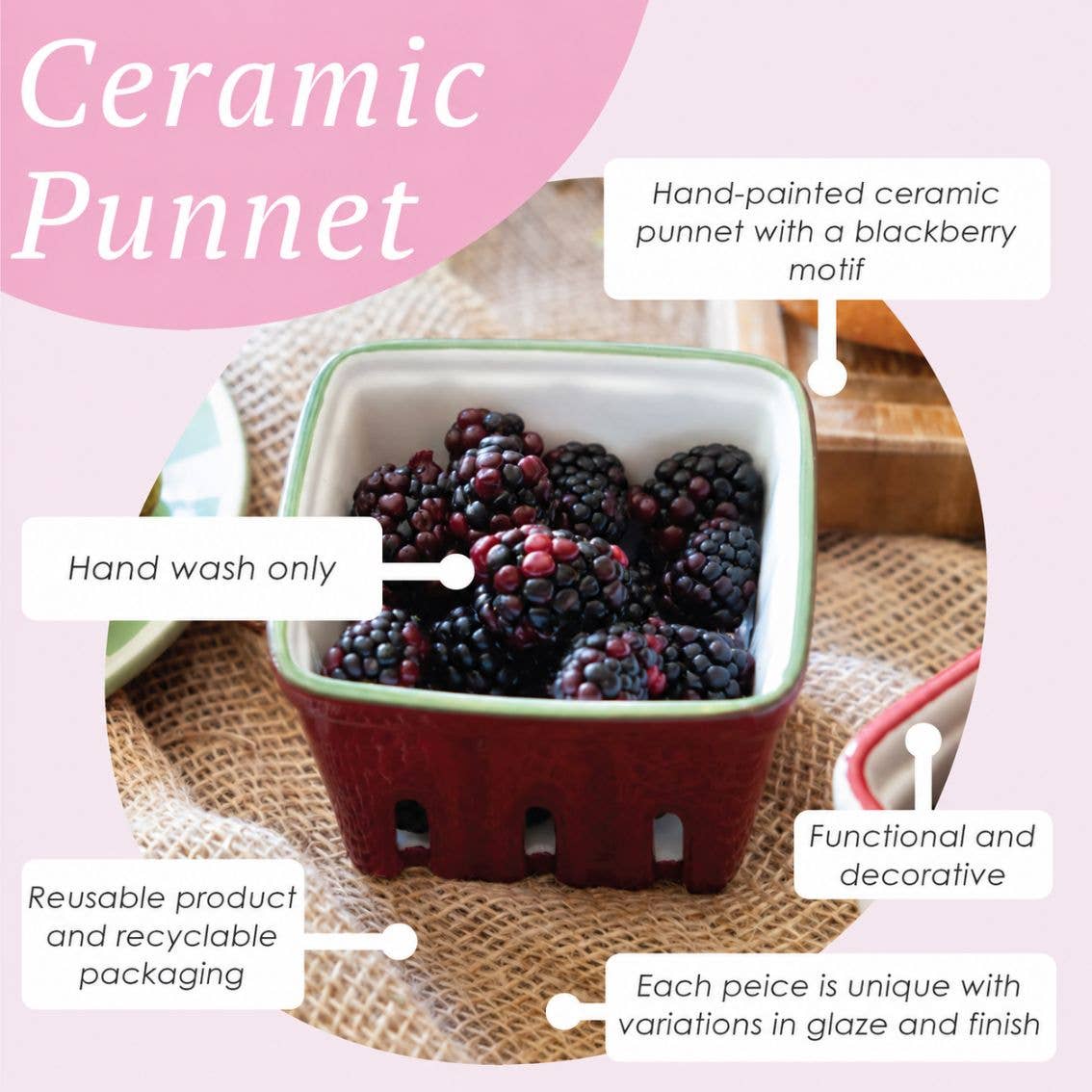 Blackberry Ceramic Punnet - 10.5cm | Kitchen Gifts |