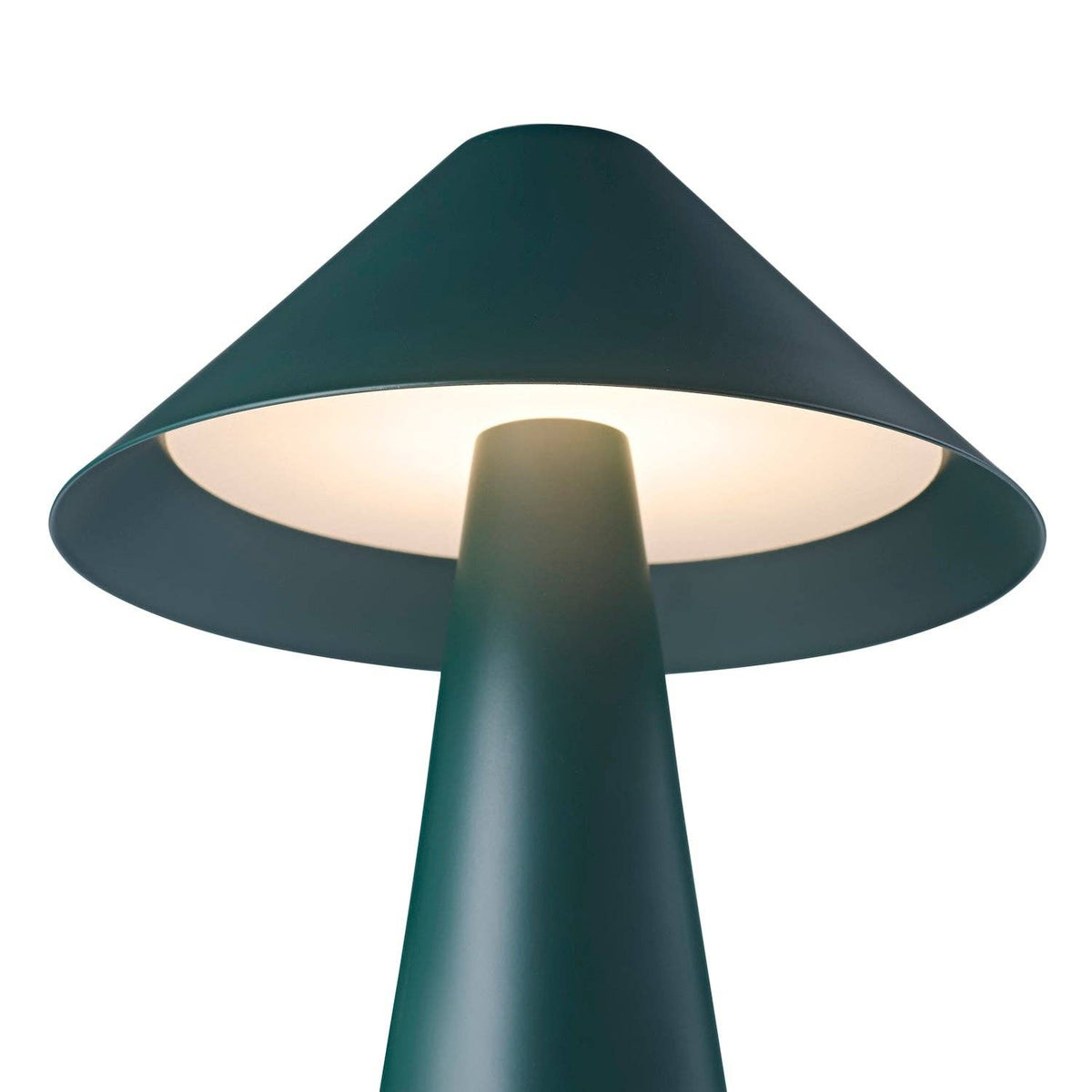 Matte Forest Green Rechargeable Touch Dimmable Table Lamp with Wide Metal Shade