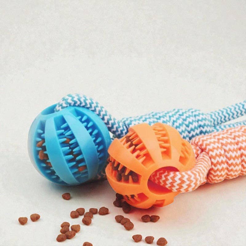 Interactive Rope Treat Dispensing Chew Toy for Dogs: Orange