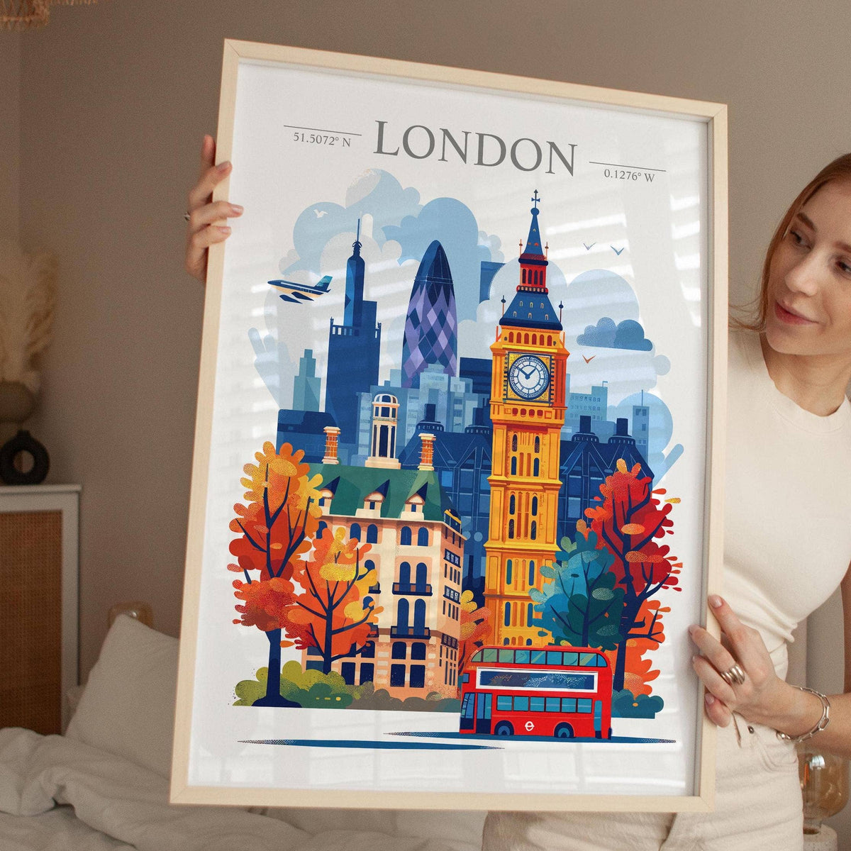 London Skyline Travel Print Wall Art, London Skyline Travel Poster, London City, England City Art, UK Art Gift, London Lovers Gift: Fine Art Print / A4 - 8.27 x11.69