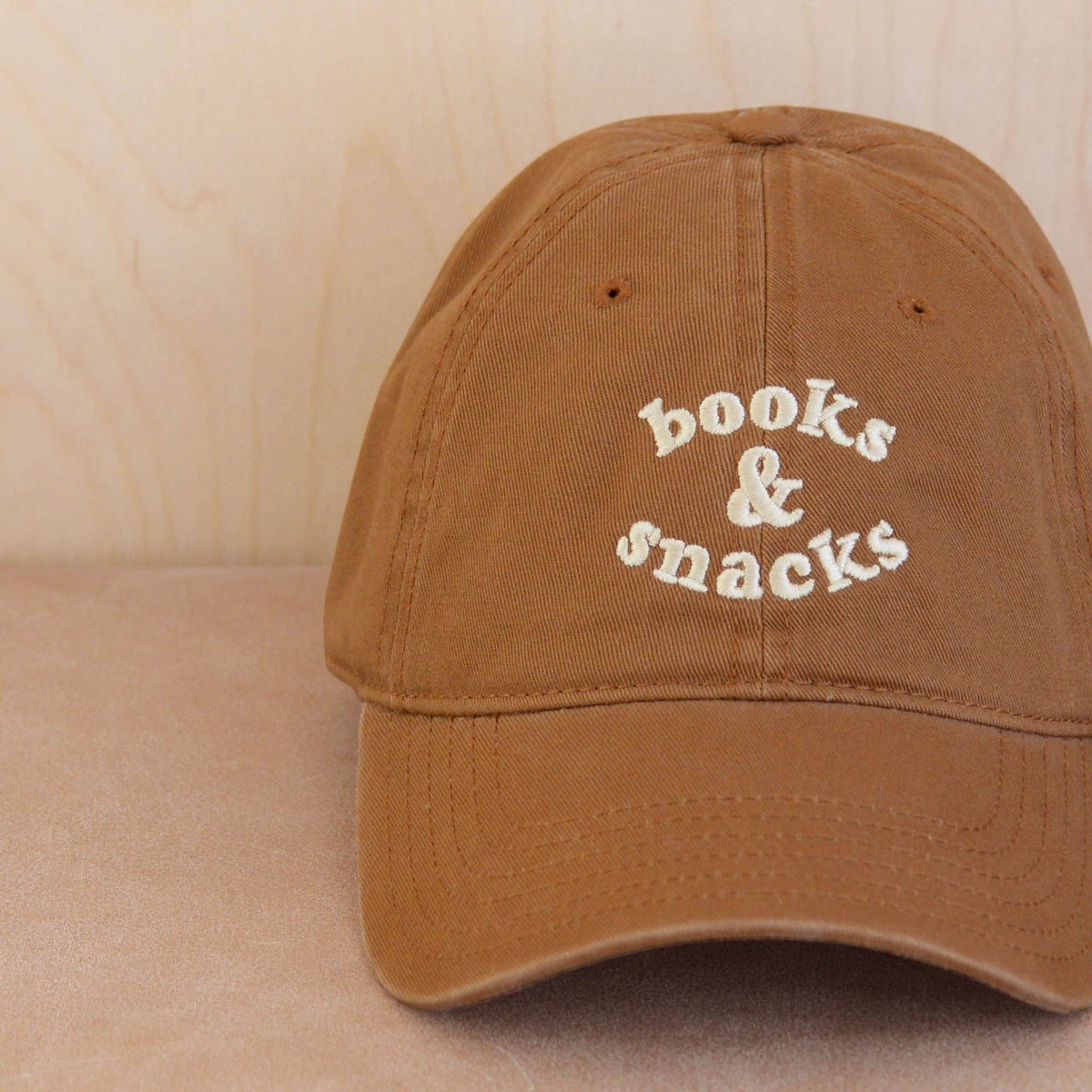 Books &amp; Snacks - Cotton Baseball Cap - Tan