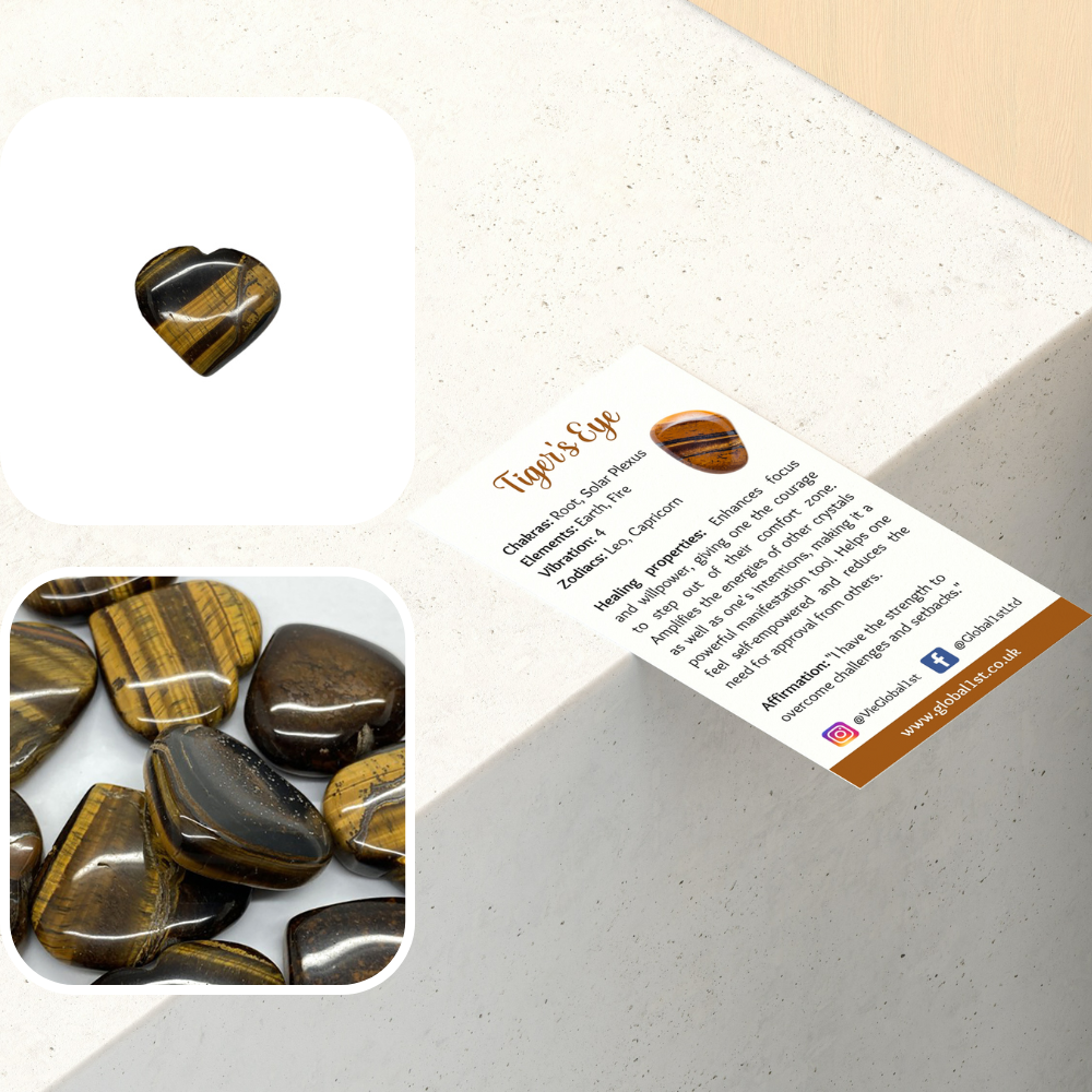 Small Crystal Heart, 3cm: Tiger's Eye