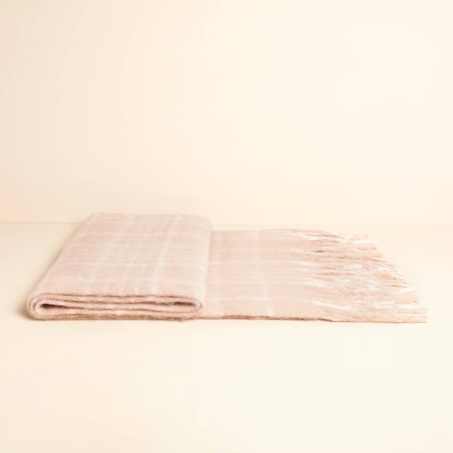 Beige Checked Winter Scarf