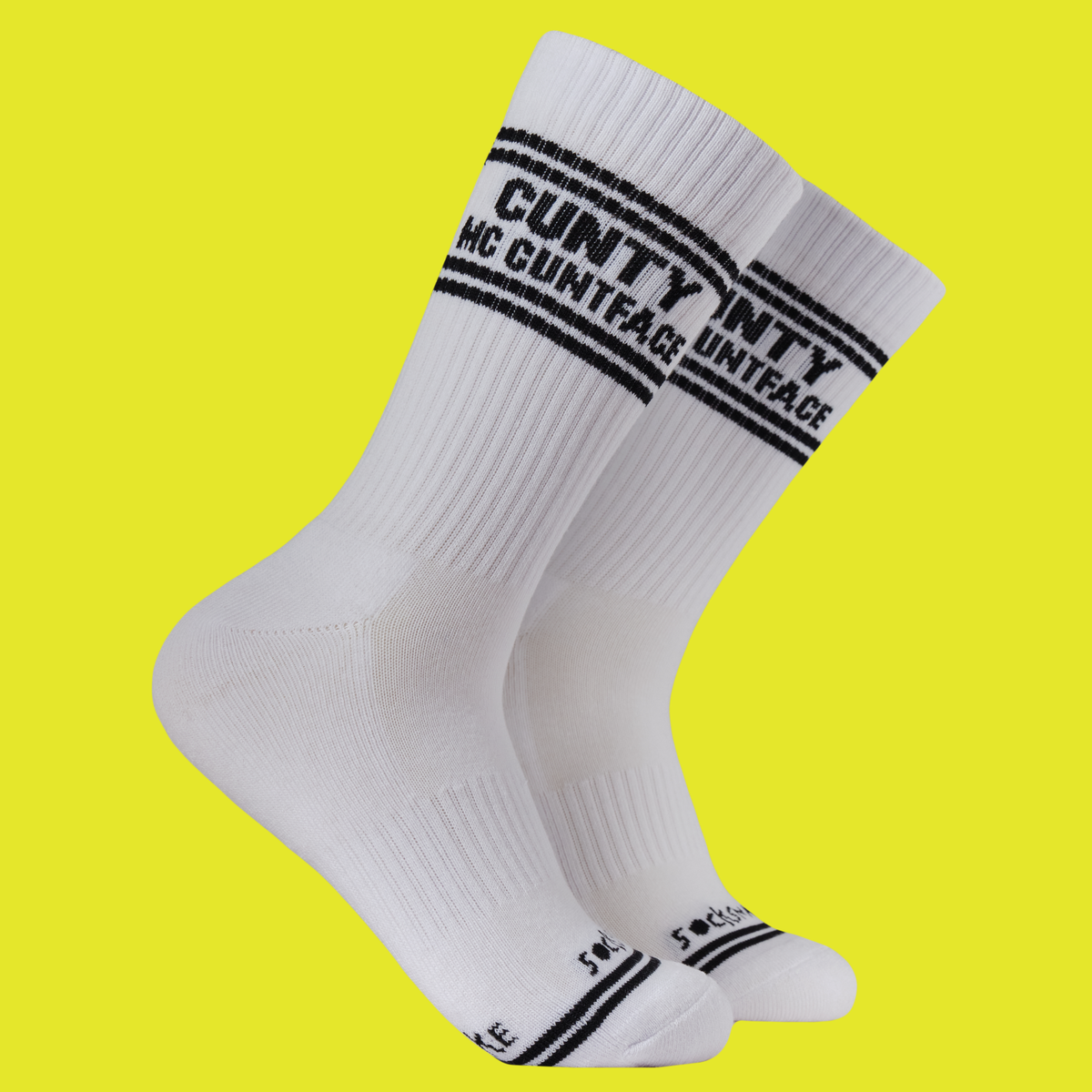 Sweary Sport Socks - Cunty Mc Cuntface: WHITE/BLACK / ONE SIZE (UK 5-11 / EU 38-45 / US 7-12)
