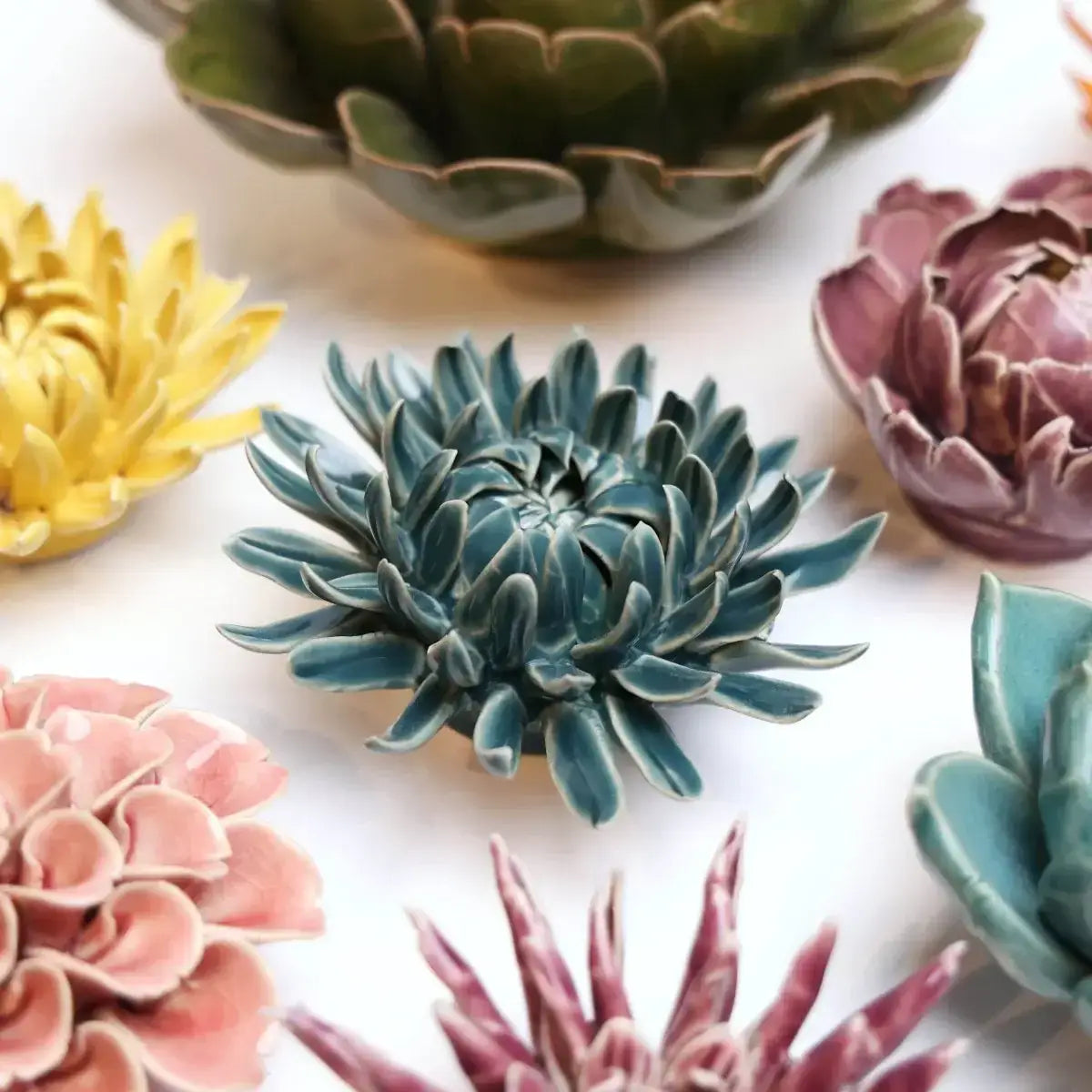 Ceramic Flower Wall Art Mum Teal 11: Mum Teal