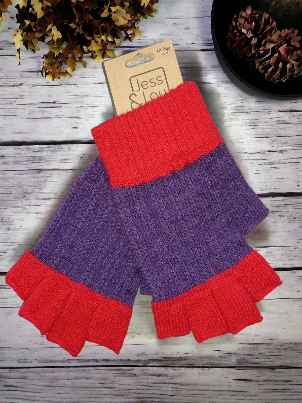 Colour Block Fingertip-less Gloves : Black/Grey