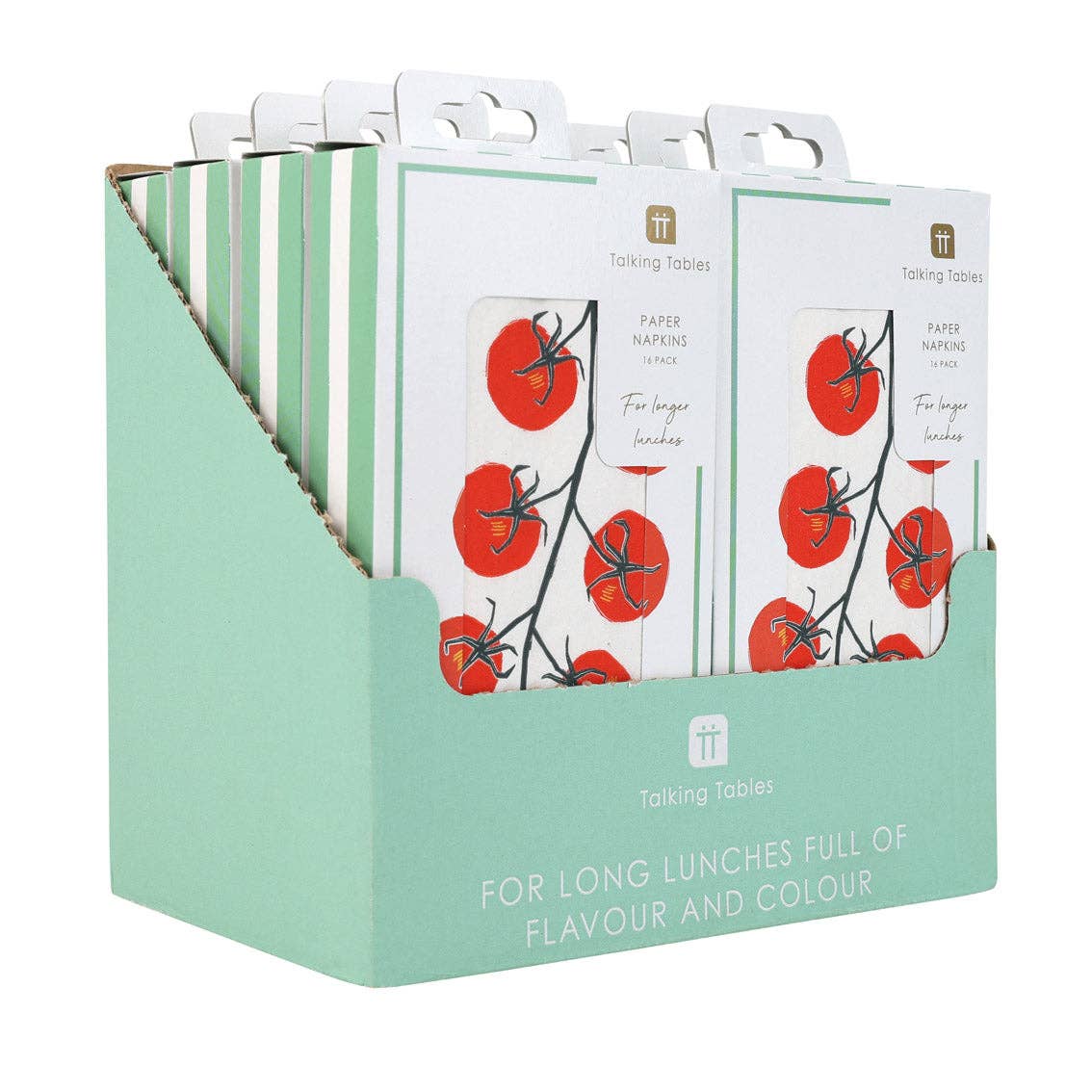 Tomato Long Lunch Paper Napkins - 8 Pack Display | Summer Dinner Napkins |