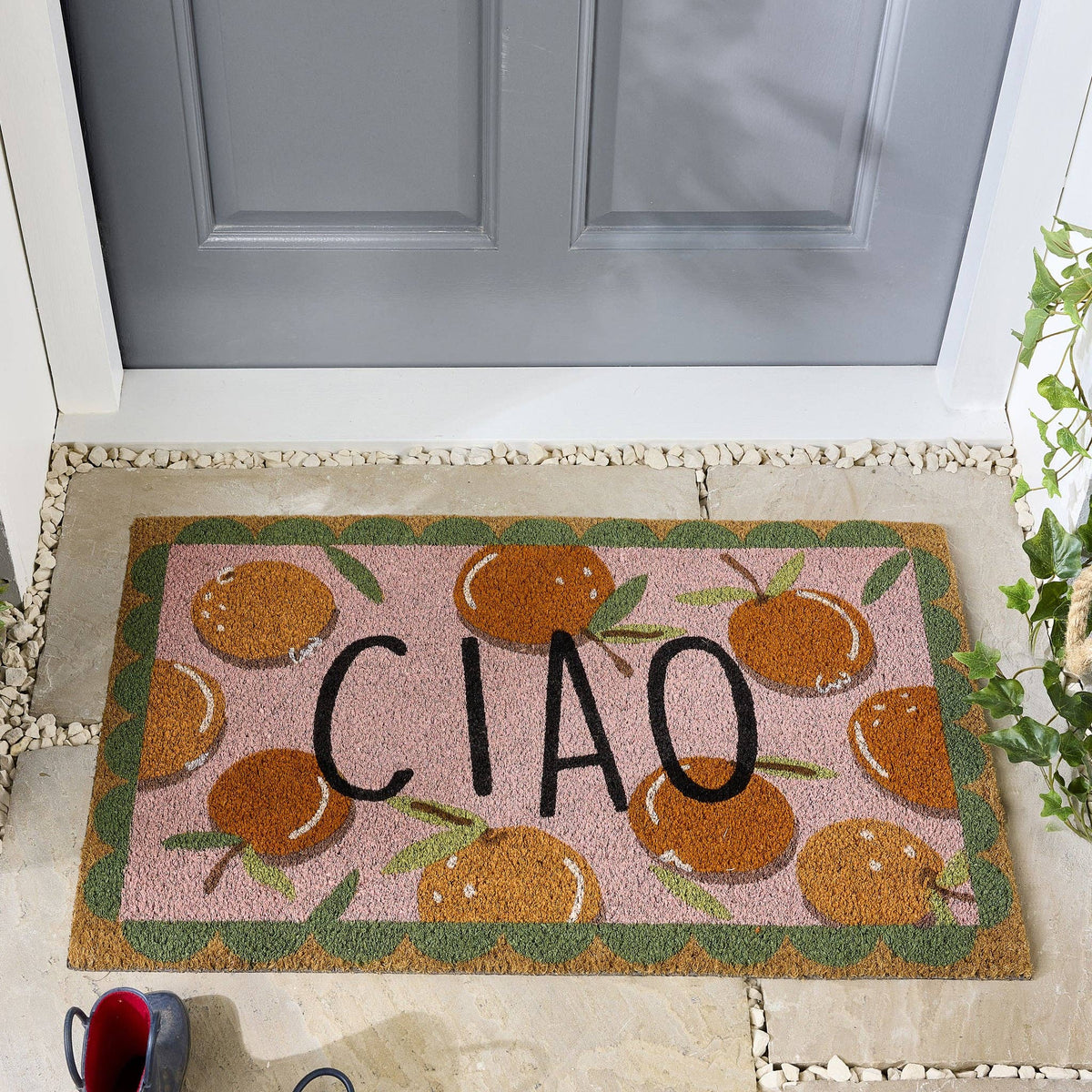 My Mat Printed Coir Ciao Orange Doormat: 45x75