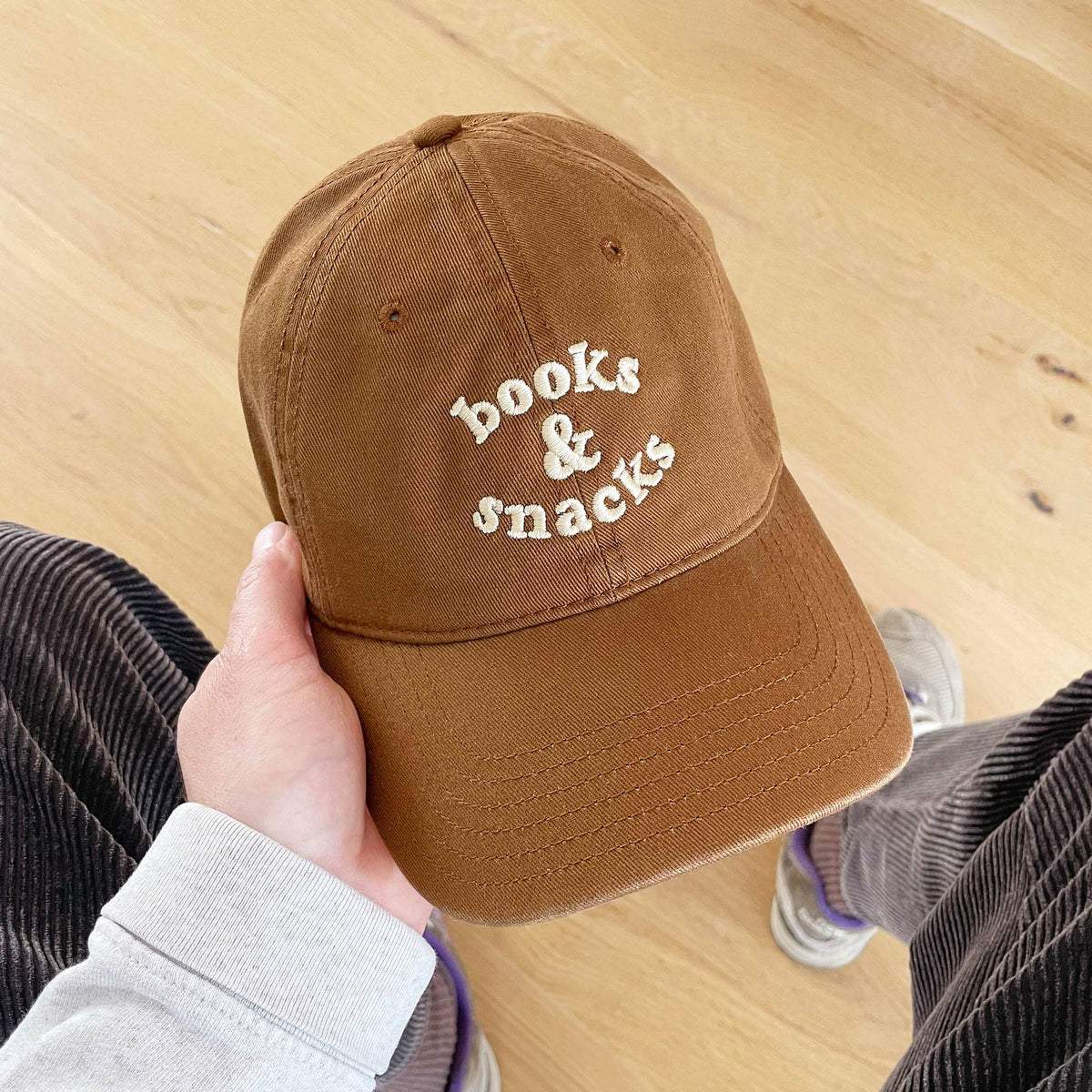 Books &amp; Snacks - Cotton Baseball Cap - Tan
