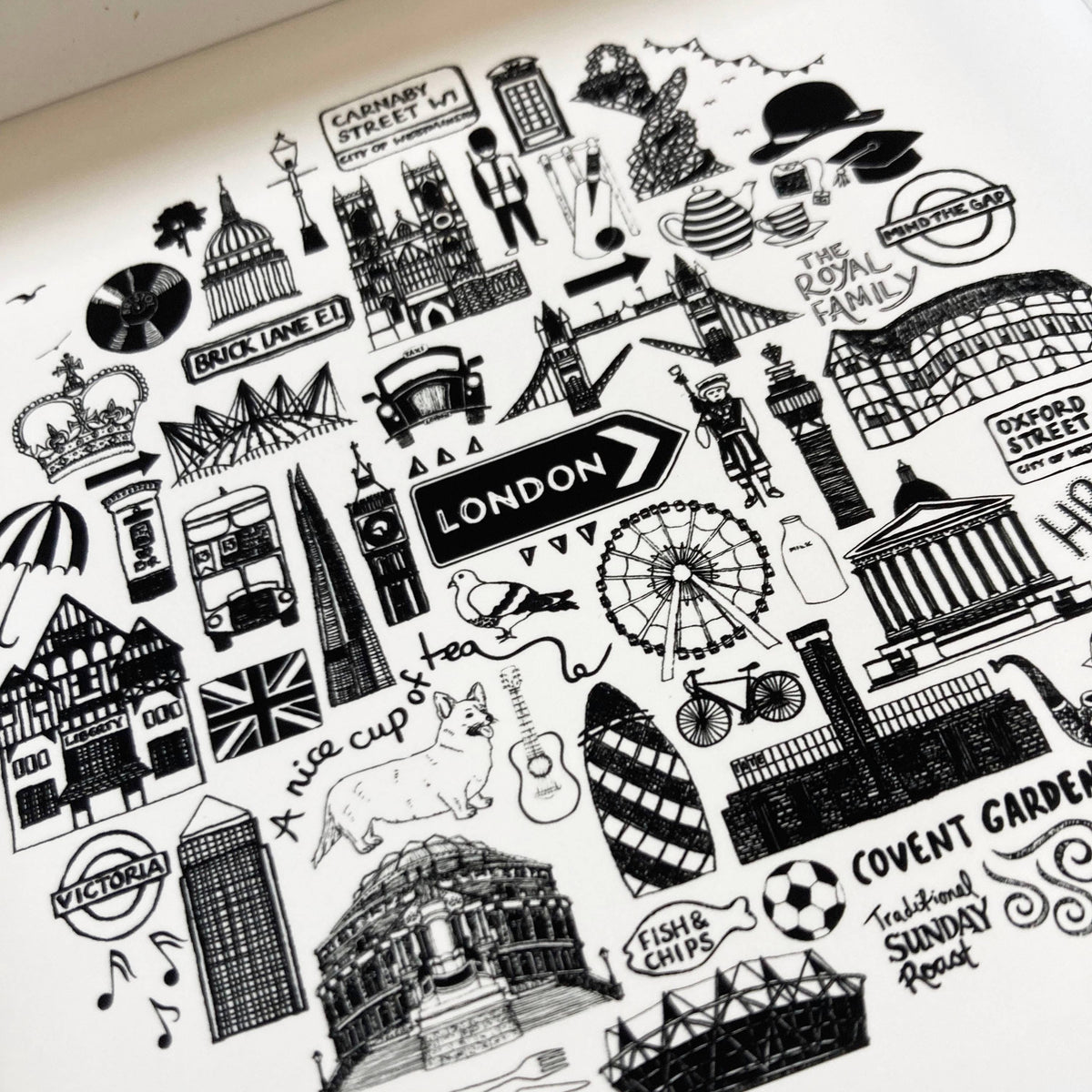 London Black And White Framed Mini-Print