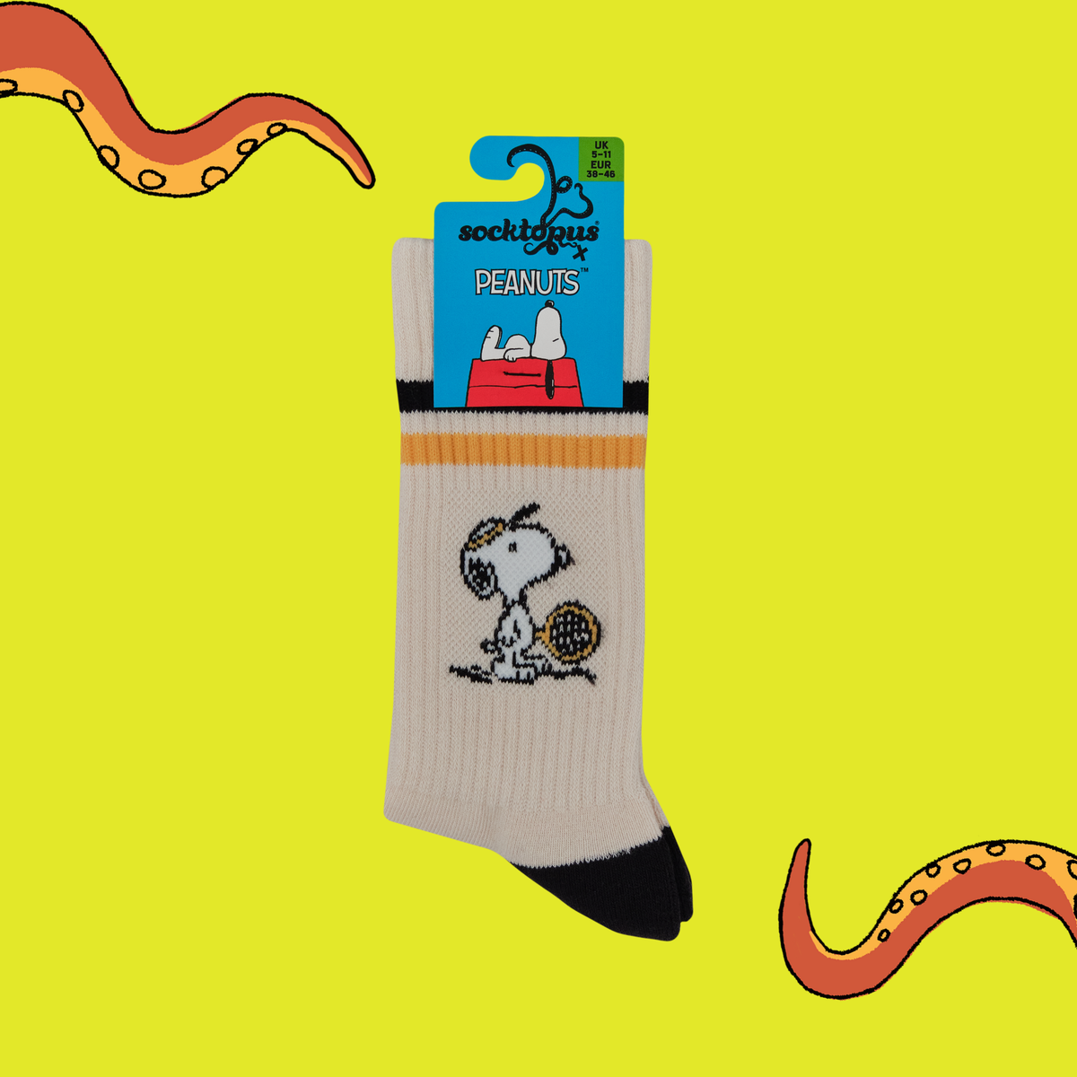 Tennis Athletic Socks - Peanuts: CREAM / ONE SIZE (UK 5-11 / EU 38-45 / US 7-12)