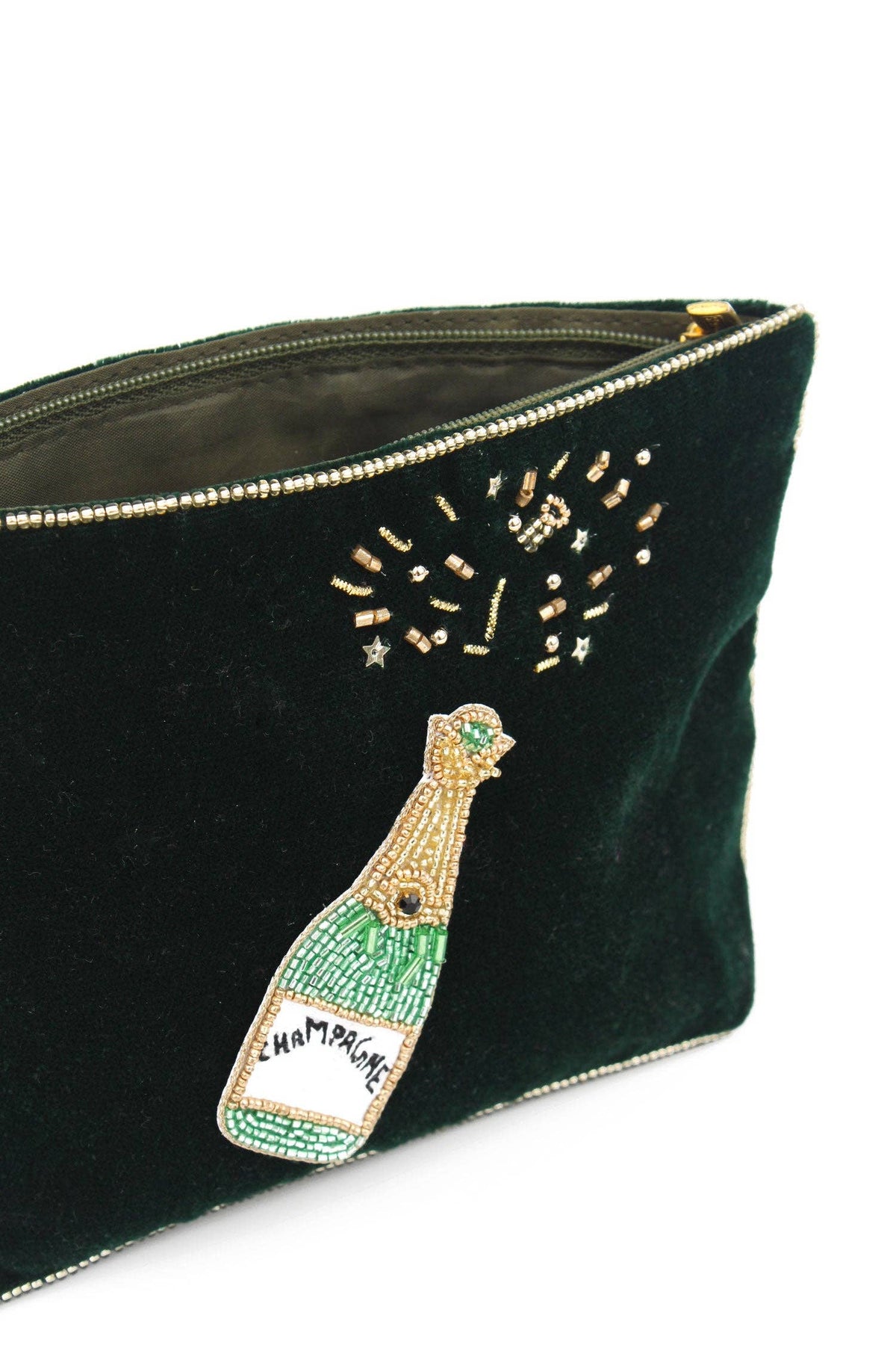 GREEN CHAMPAGNE MEDIUM POUCH