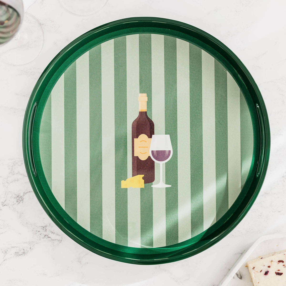Lacquer Wood Round Drinks Tray: Martini