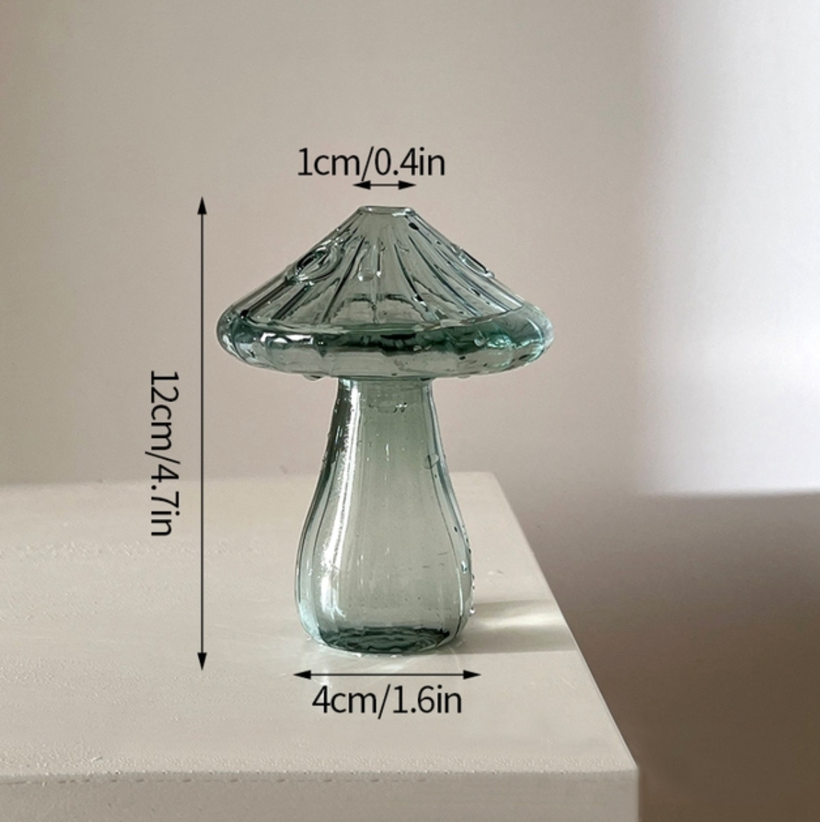 Mini Glass Mushroom Bud Vase: Red
