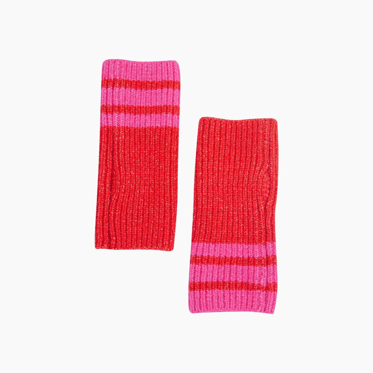 Striped Cuff Striped Cuff Wrist Warmer in Red/Hot Pink: One Size