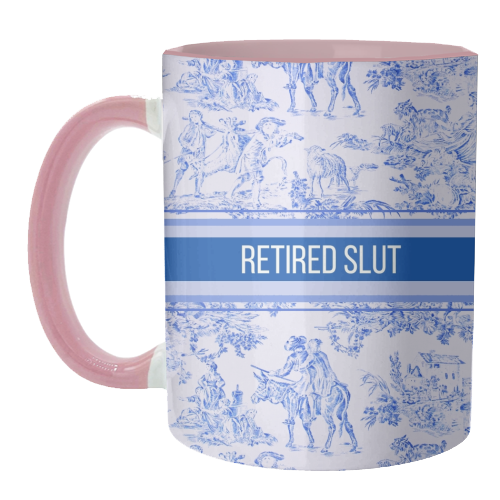 Mugs 'Retired Slut' by Lilly Rose: Mug Colour Inner & Handle 11oz - Blue