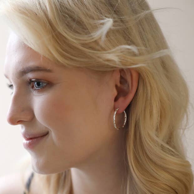 Textured Hoop Earrings: Gold