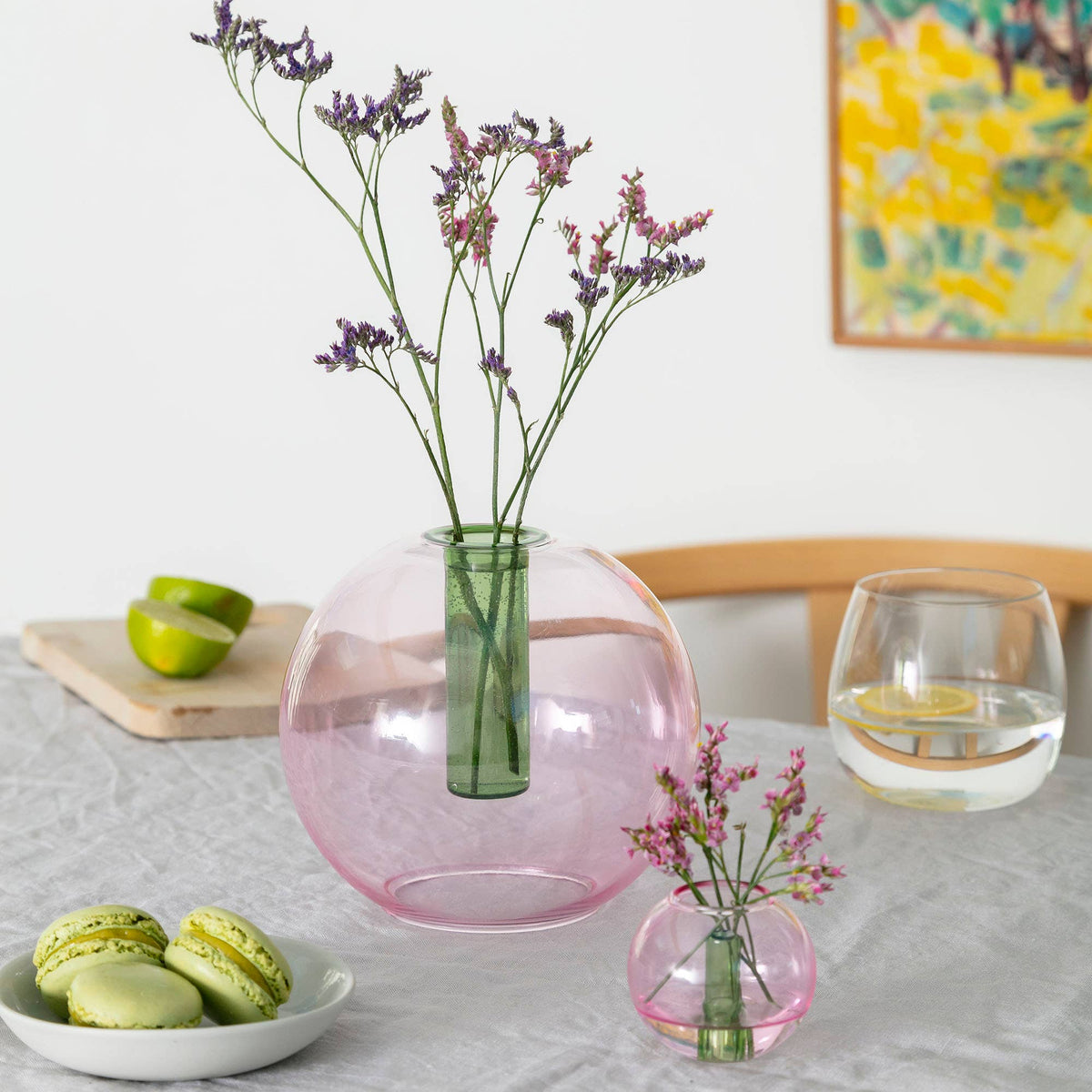 Mini Bubble Glass Vase: Lilac and Peach