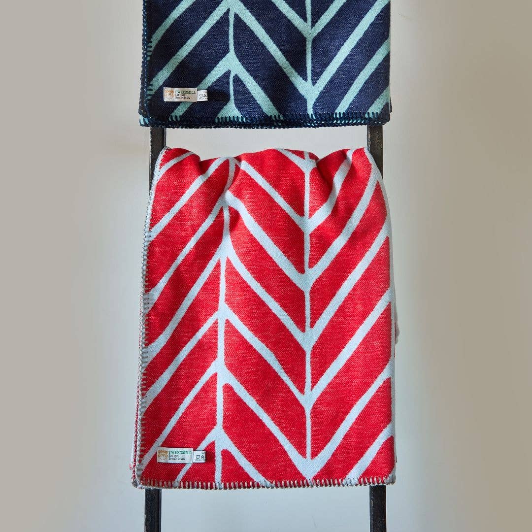 Nordic Cotton Throw : Navy & Spearmint