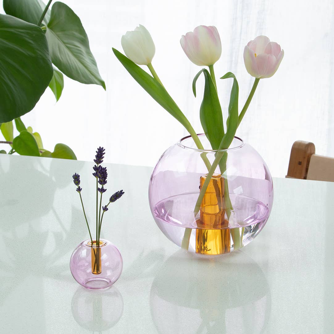 Mini Bubble Glass Vase: Lilac and Peach