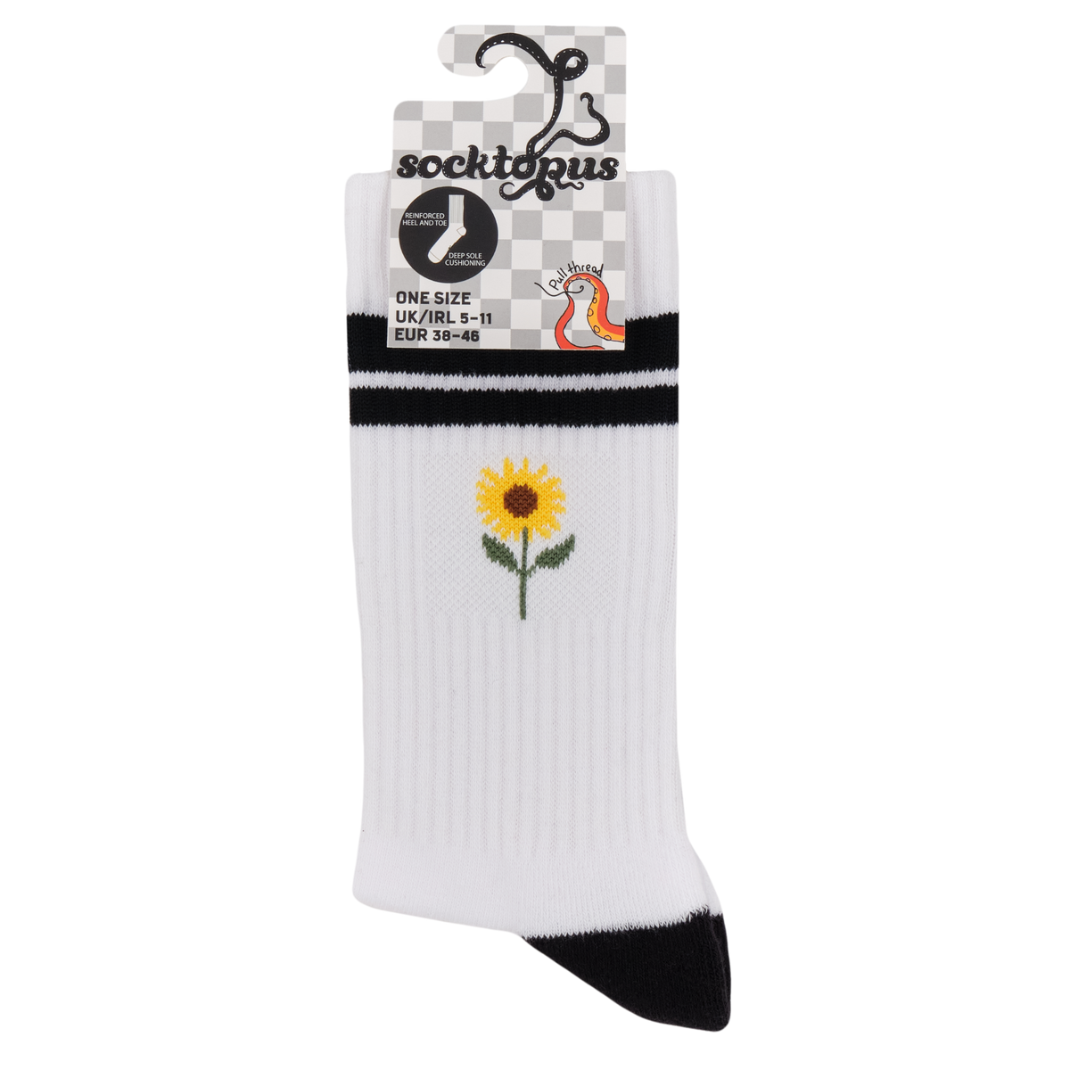 Sunflowers Athletic Socks: WHITE / ONE SIZE (UK 5-11 / EU 38-45 / US 7-12)