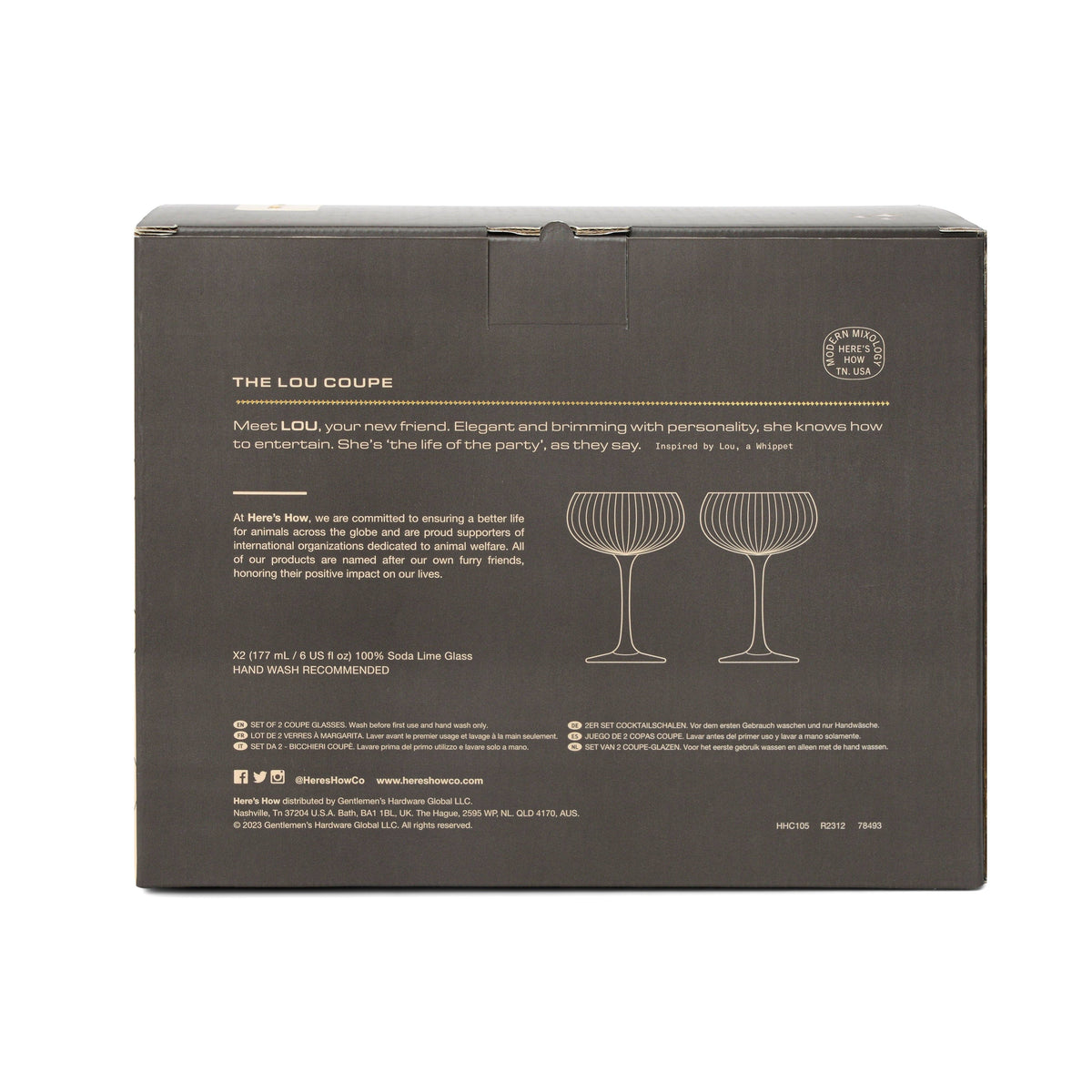 Here's How "The Lou" Coupe Glass - Set of 2 Smoke