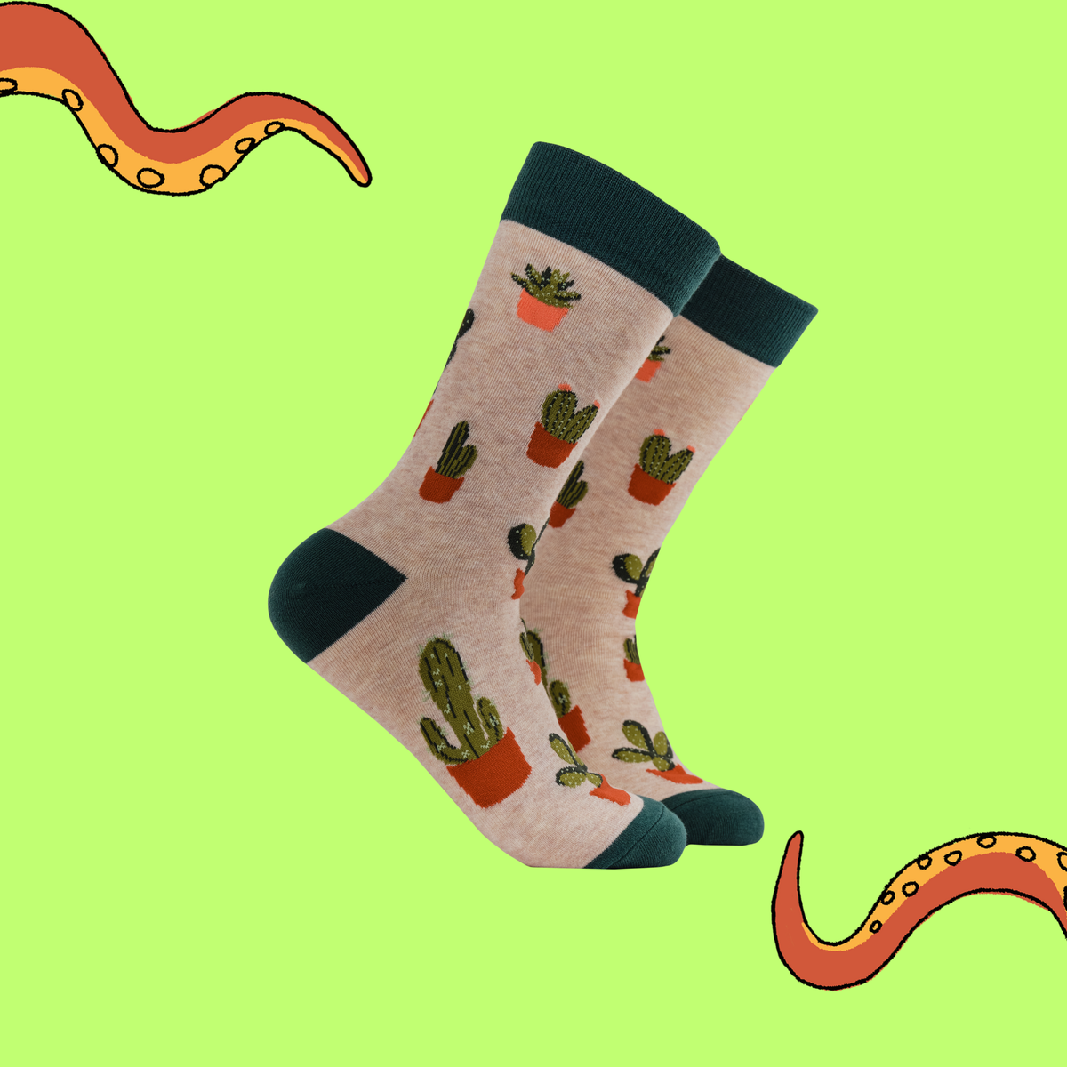 Cactus Socks - Cactoes: OATMEAL / S (UK 4-8 / EU 37-42 / US 6-10)