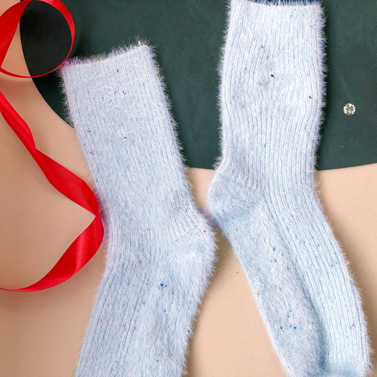 Fluffy Sprinkles Style Luxury Cosy Socks: Women's Pink Confetti 4-7