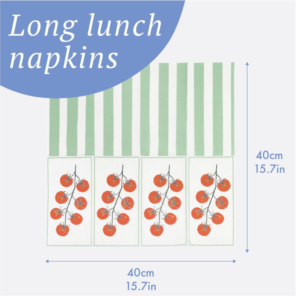 Tomato Long Lunch Paper Napkins - 8 Pack Display | Summer Dinner Napkins |