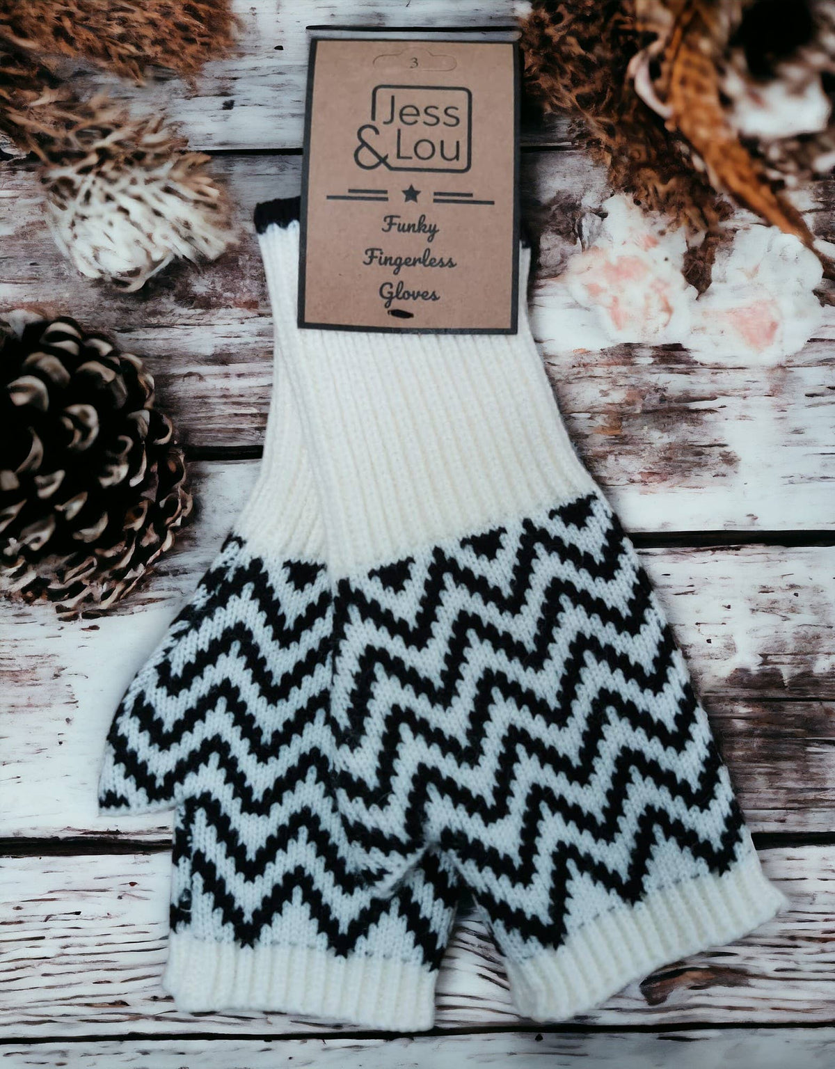 Herringbone Fingerless Glove/Wrist Warmer: Black
