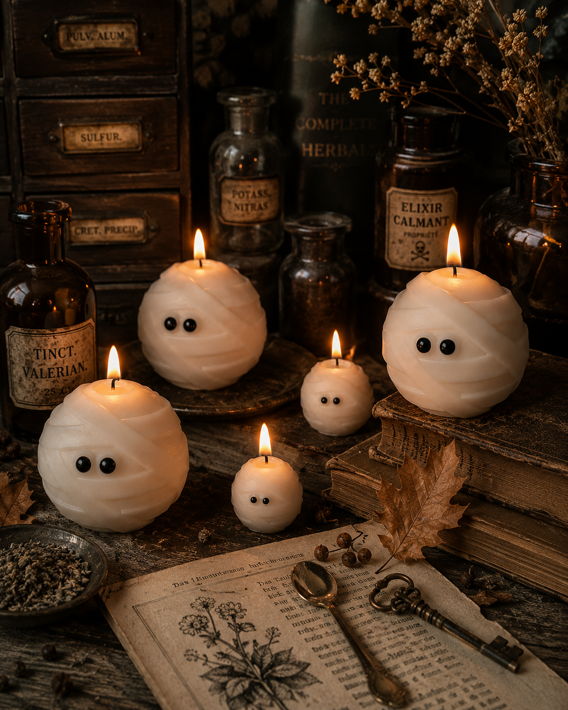 Mummy Ghost Candle Duo | Halloween Candles | Mummy Candles