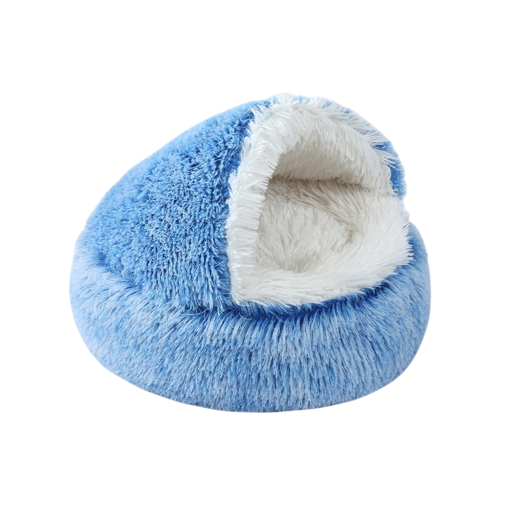 Warm Plush Pet Bed Cave - Semi-Enclosed Cat & Dog Bed: Gray / 60cm