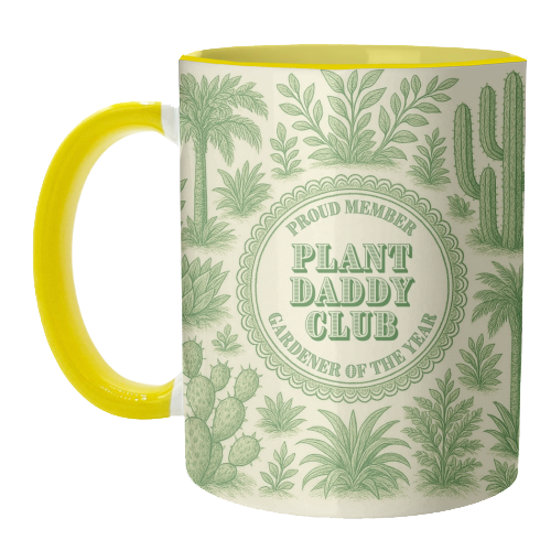 Mugs 'Plant Daddy Club - Gardener of the: Mug Colour Inner & Handle 11oz - Green